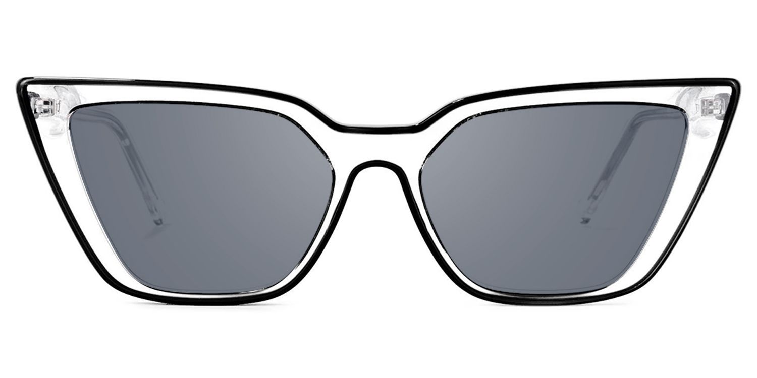 Lyuba - Rectangle Black Sunglasses by Vooglam - Angle View