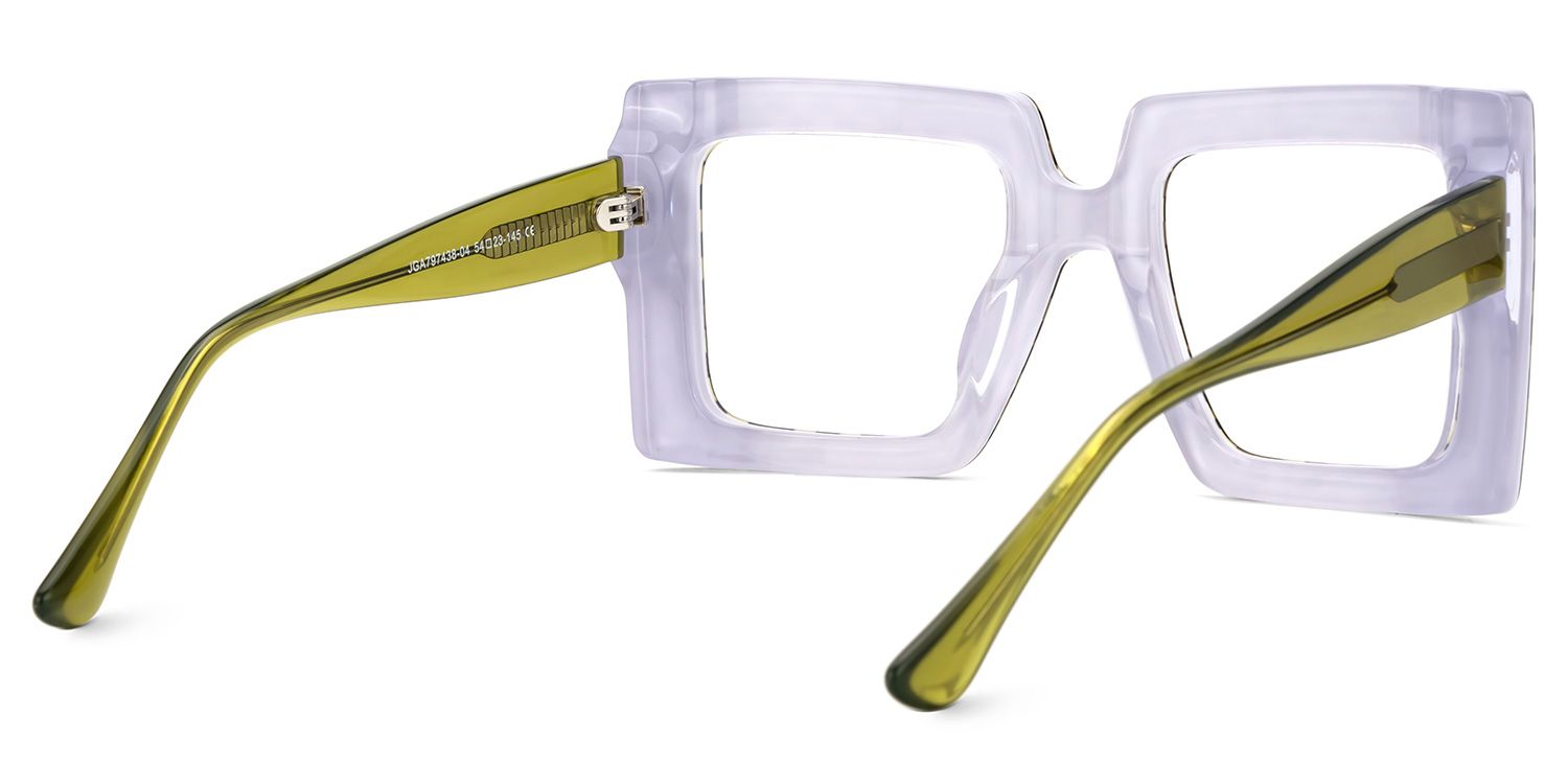 Ferial - Retro Green & Black Checkered Glasses by Vooglam - Side View