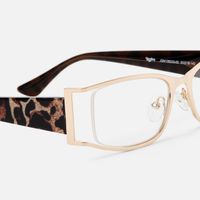 Elle - Rectangle Gold Eyeglasses | Vooglam Design Details