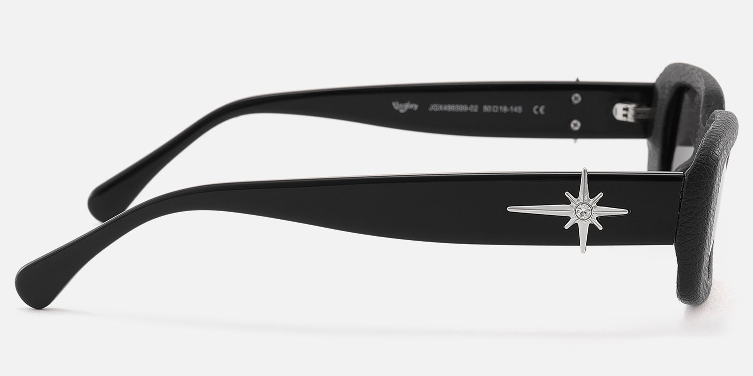 HideShades - Rectangle Black Sunglasses | Vooglam Side View