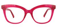 Rectangle Bright/Pink Eyeglasses | Vooglam.com Angle View