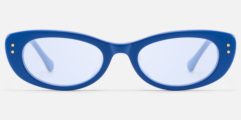 Ginza - Blue Tinted Acetate Narrow Cat Eye Shades | Vooglam