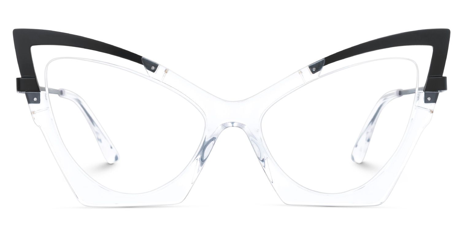 Emiko - Cat Eye Black/Crystal Eyeglasses | Vooglam Angle View