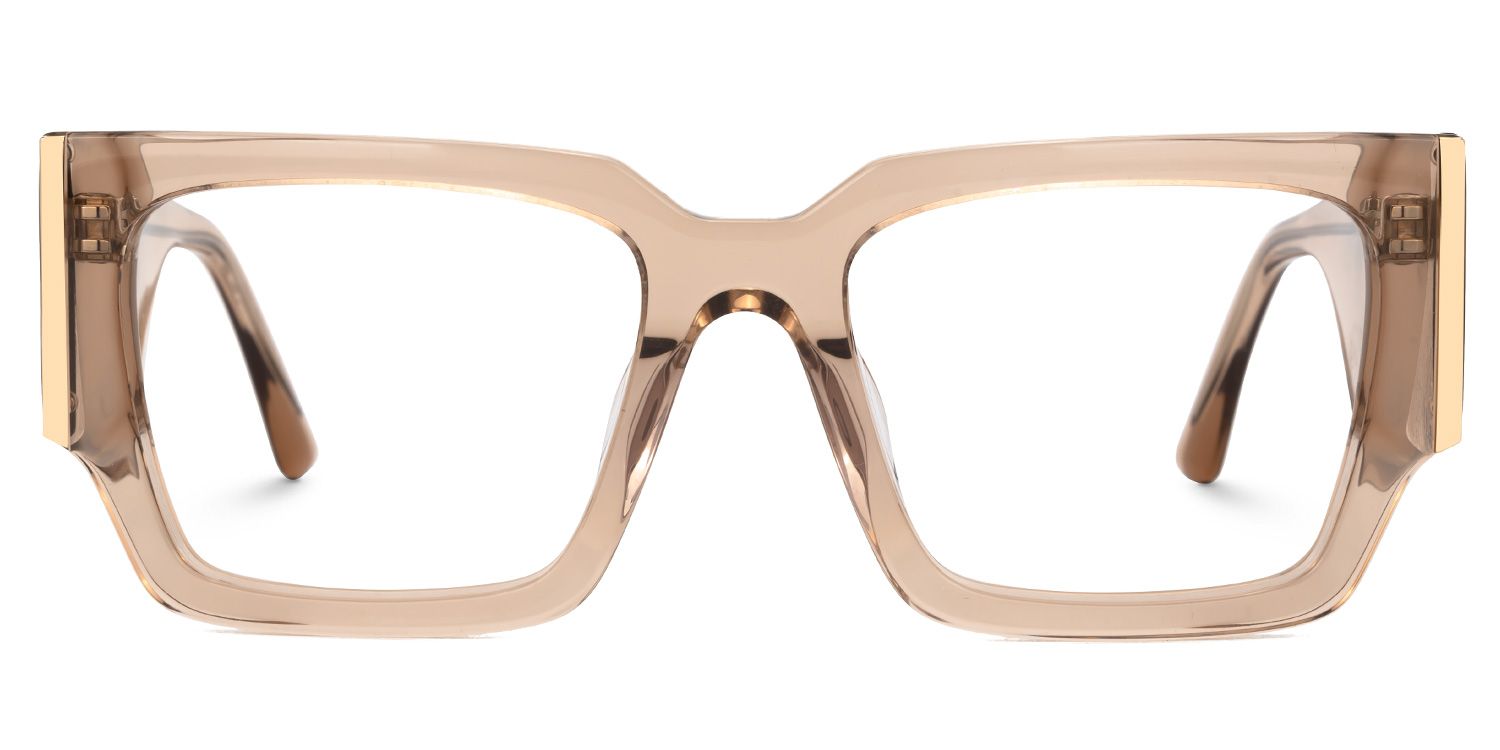 Fantasia - Rectangle Brown Eyeglasses | Vooglam Angle View