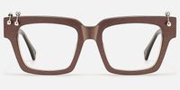 PIERCE - Square Red Acetate Eyeglasses | Vooglam Angle View