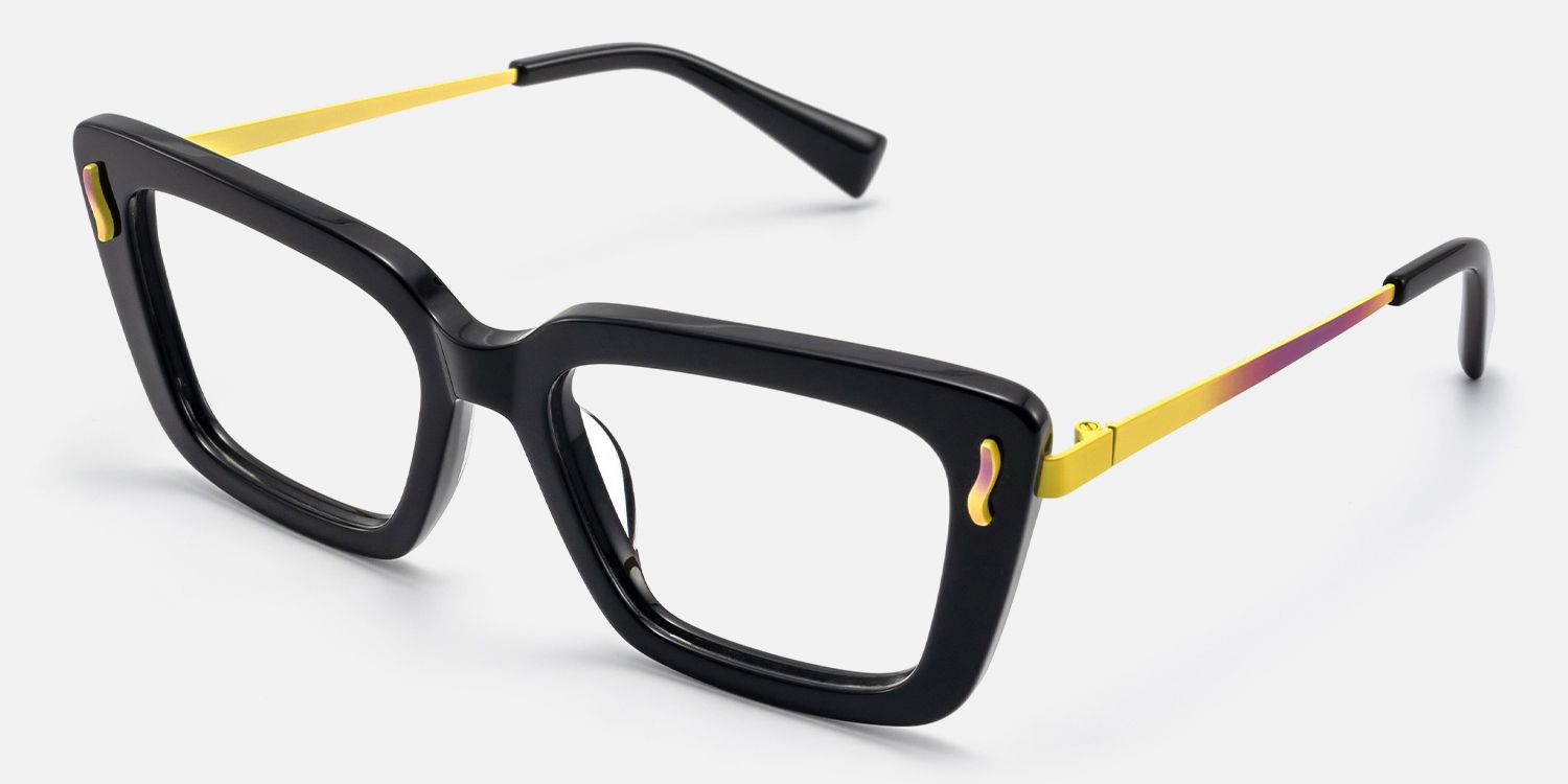 Nebula - Rectangle Black Eyeglasses | Vooglam Front View