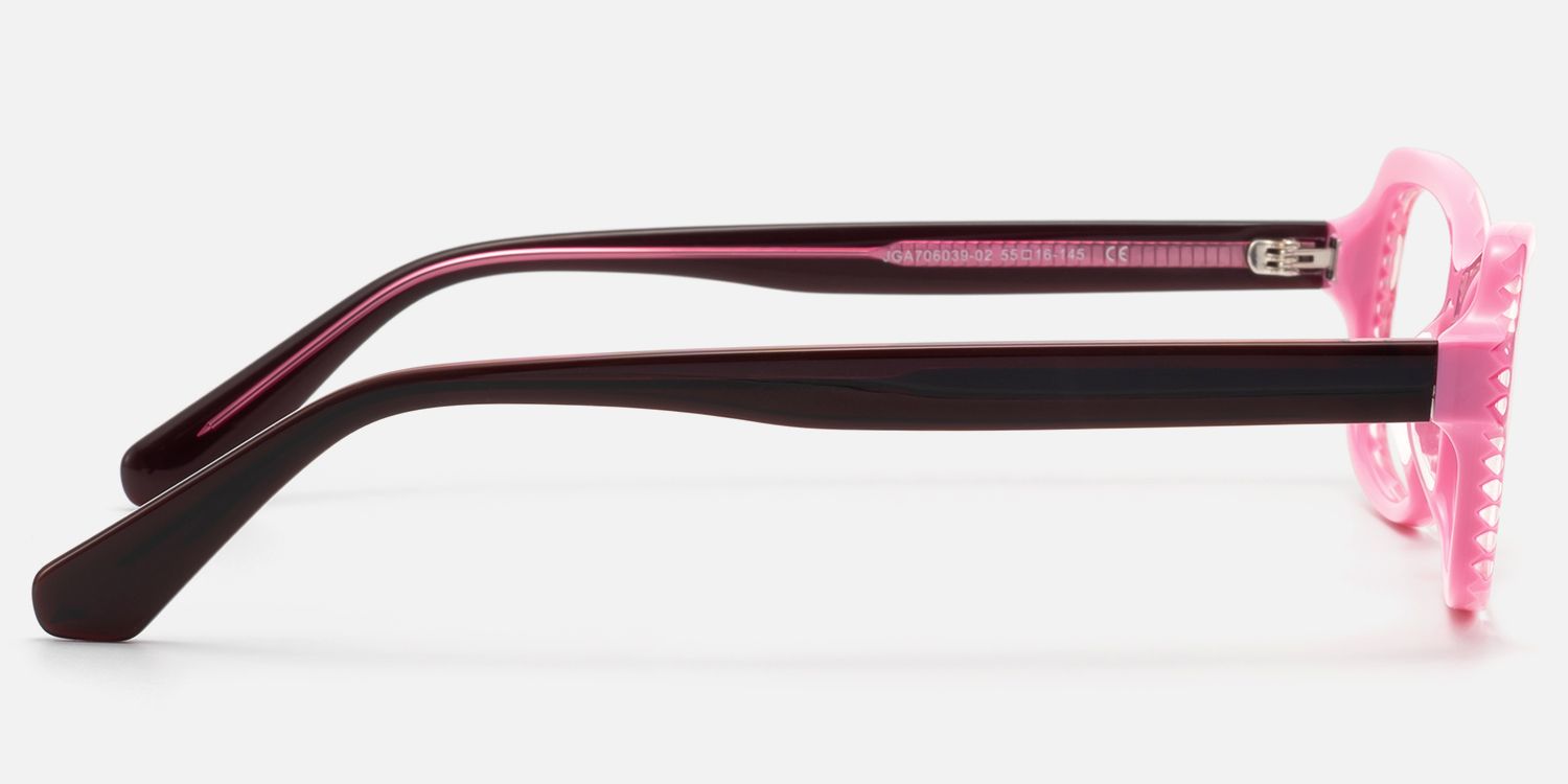 Pop - Pink And Purple Striped Bug Eye Glasses by Vooglam - Side View