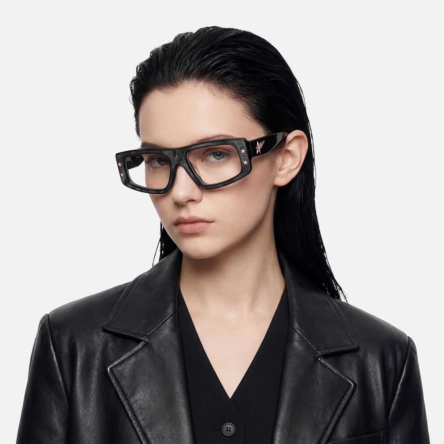 Explore the design story of Maeva - Rectangle Black Eyeglasses | Vooglam