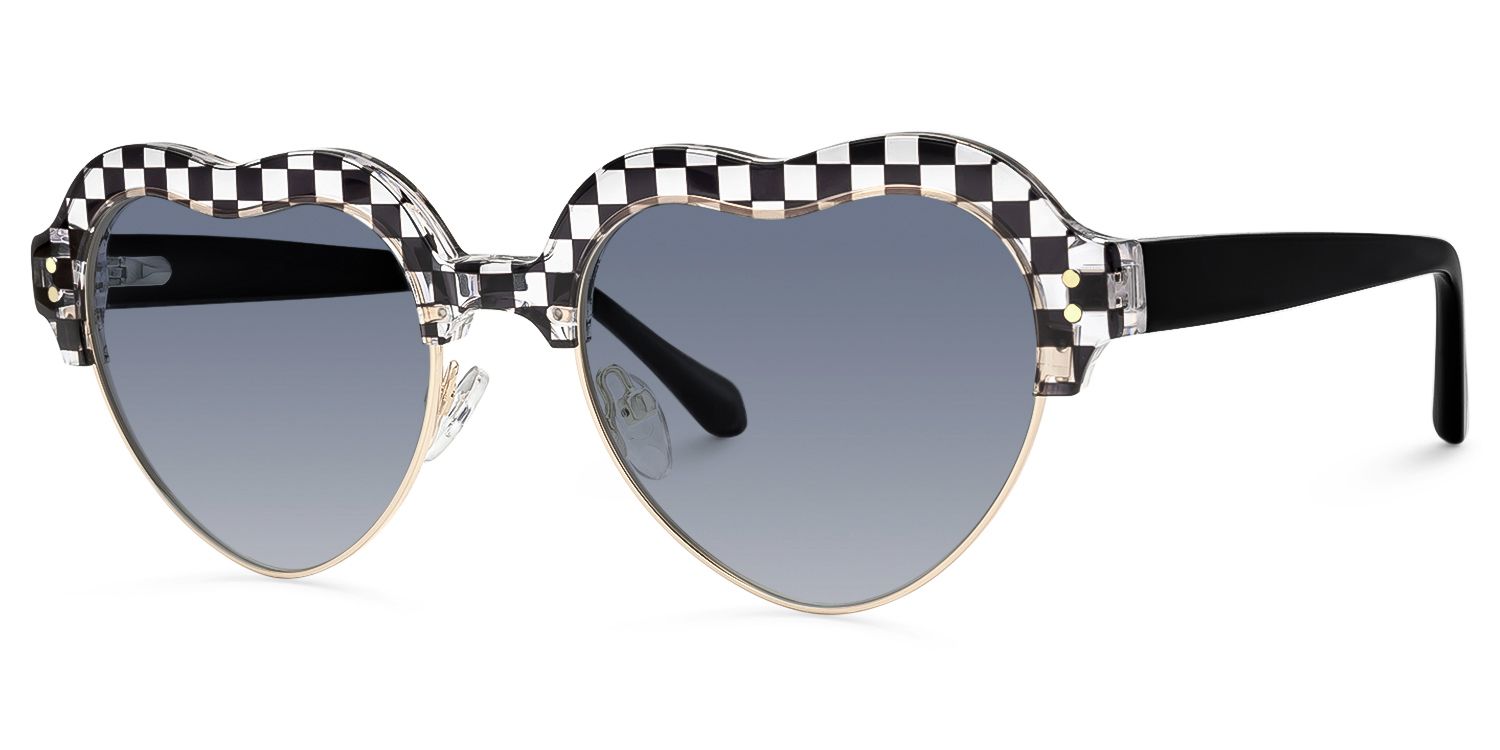 Hannah - Heart Pattern Sunglasses | Vooglam Front View