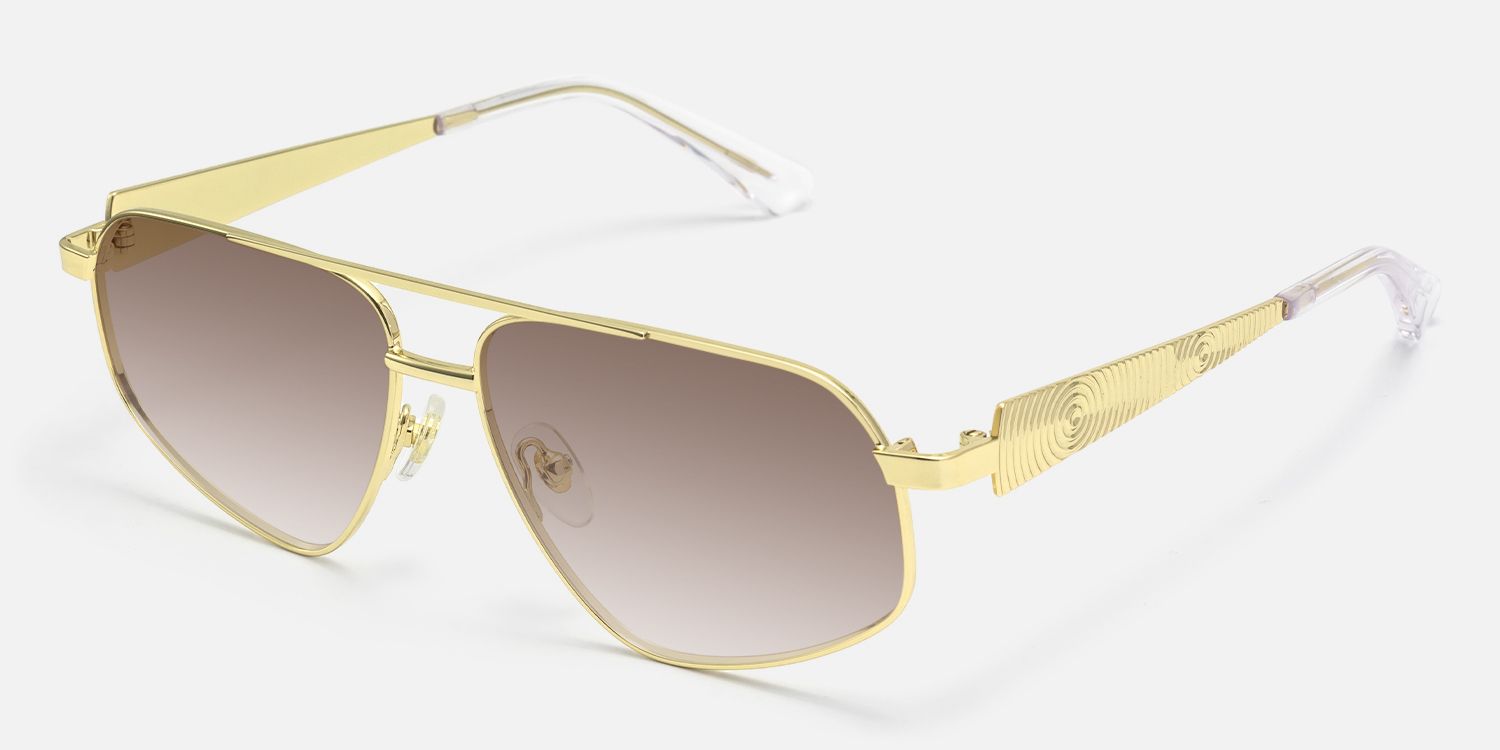 Solara - Aviator Gold Sunglasses | Vooglam Front View