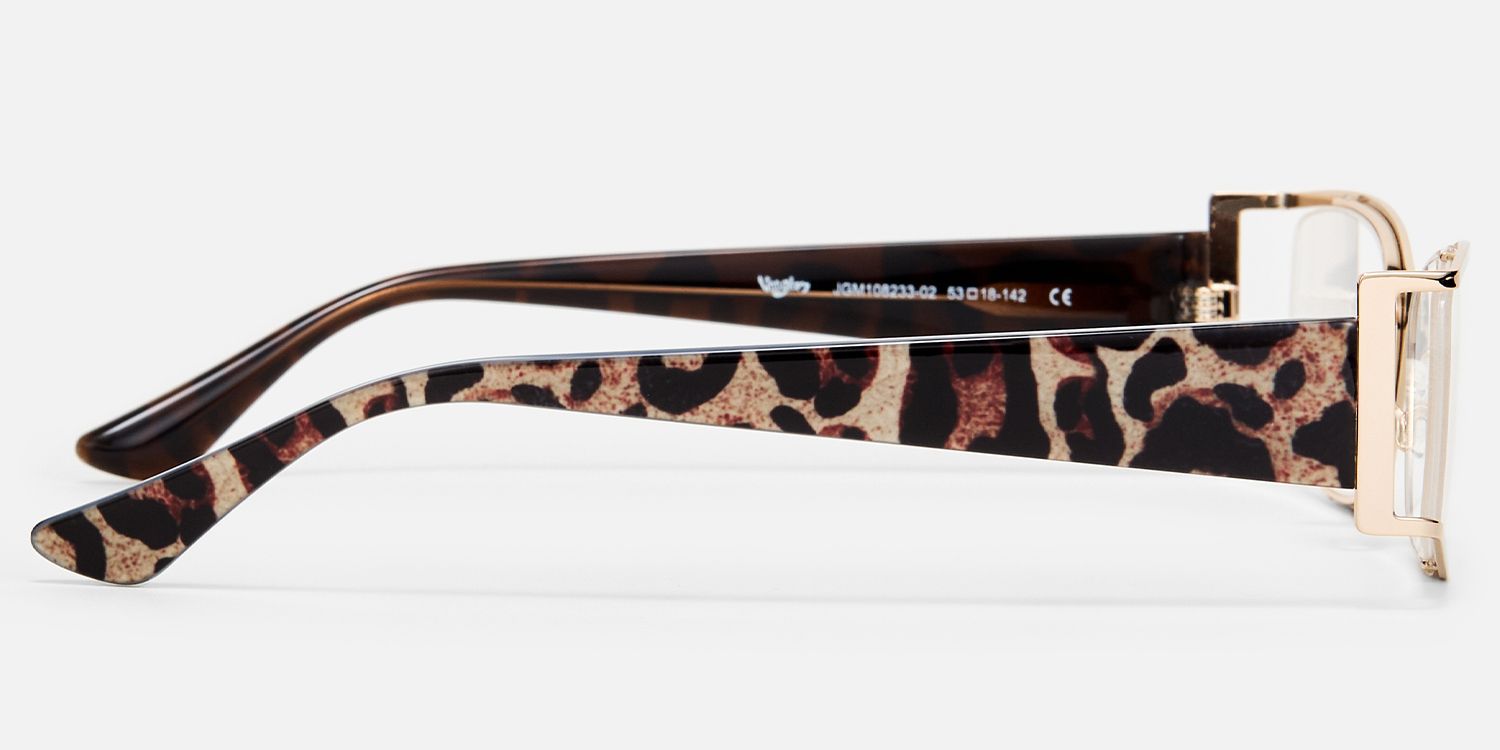 Elle - Rectangle Gold Eyeglasses | Vooglam Side View