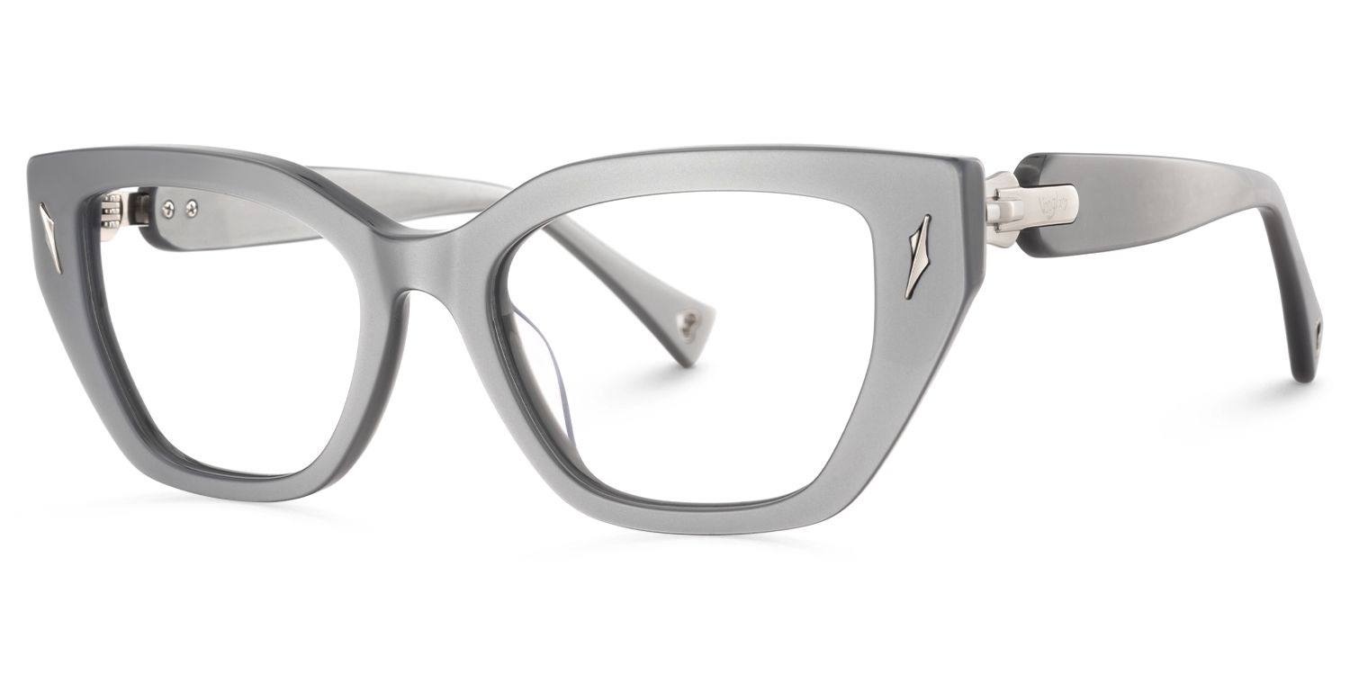 Naiara - Rectangle Grey Eyeglasses | Vooglam Front View