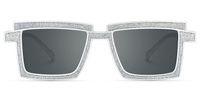 Pandeia - Rectangle Silver Sunglasses | Vooglam Angle View