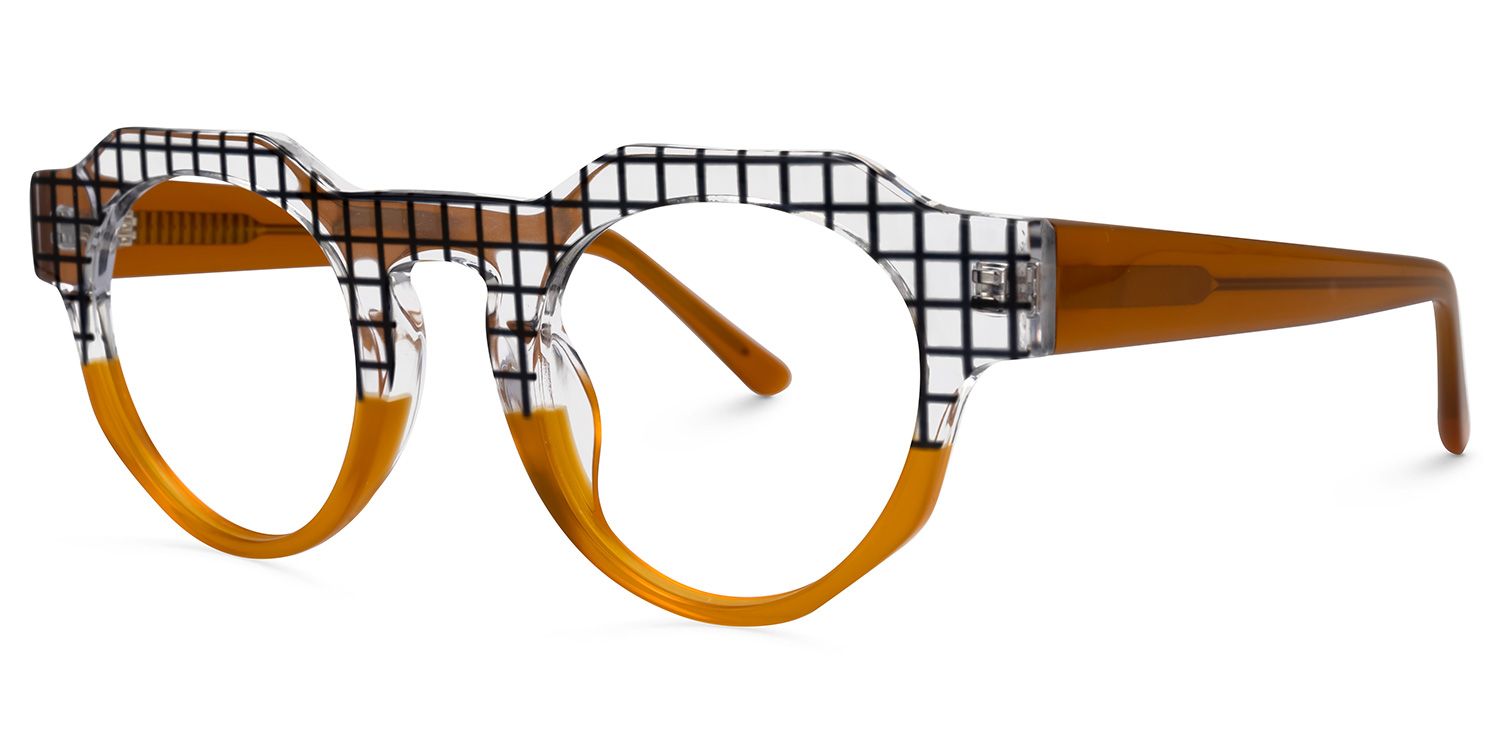 Annaisha - Round Orange Eyeglasses | Vooglam Front View