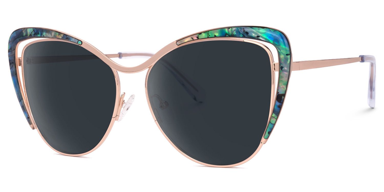 Kahlilia - Cat Eye Gold Prescription Sunglasses | Vooglam Front View