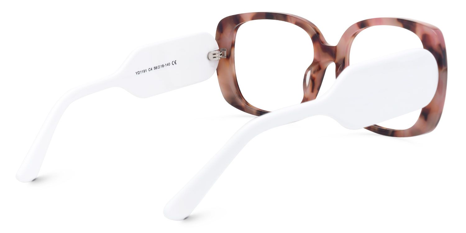 Elisaveta - Rectangle Pink/Tortoise Eyeglasses | Vooglam Side View
