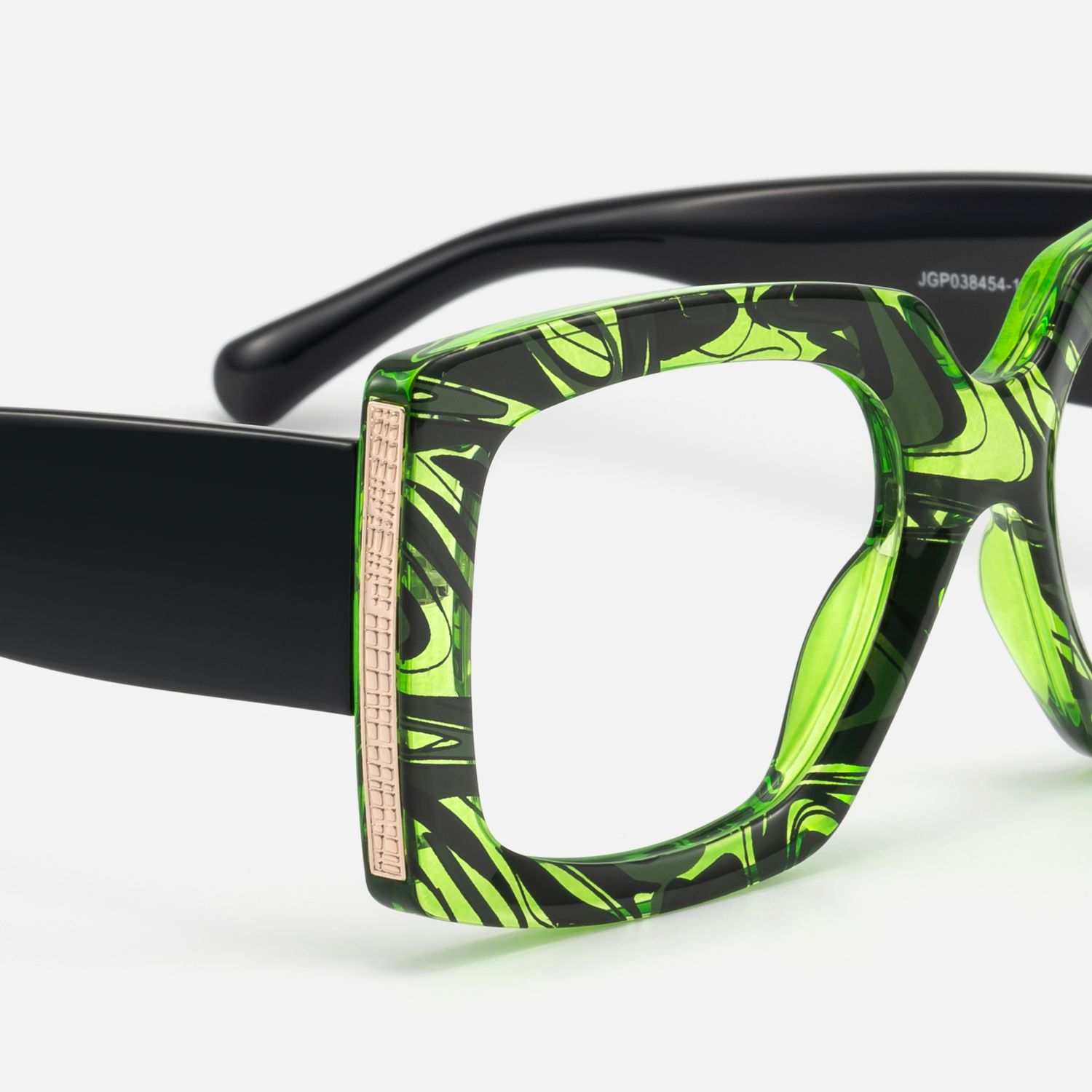 Borislav - Rectangle Green/Pattern Eyeglasses | Vooglam Design Details