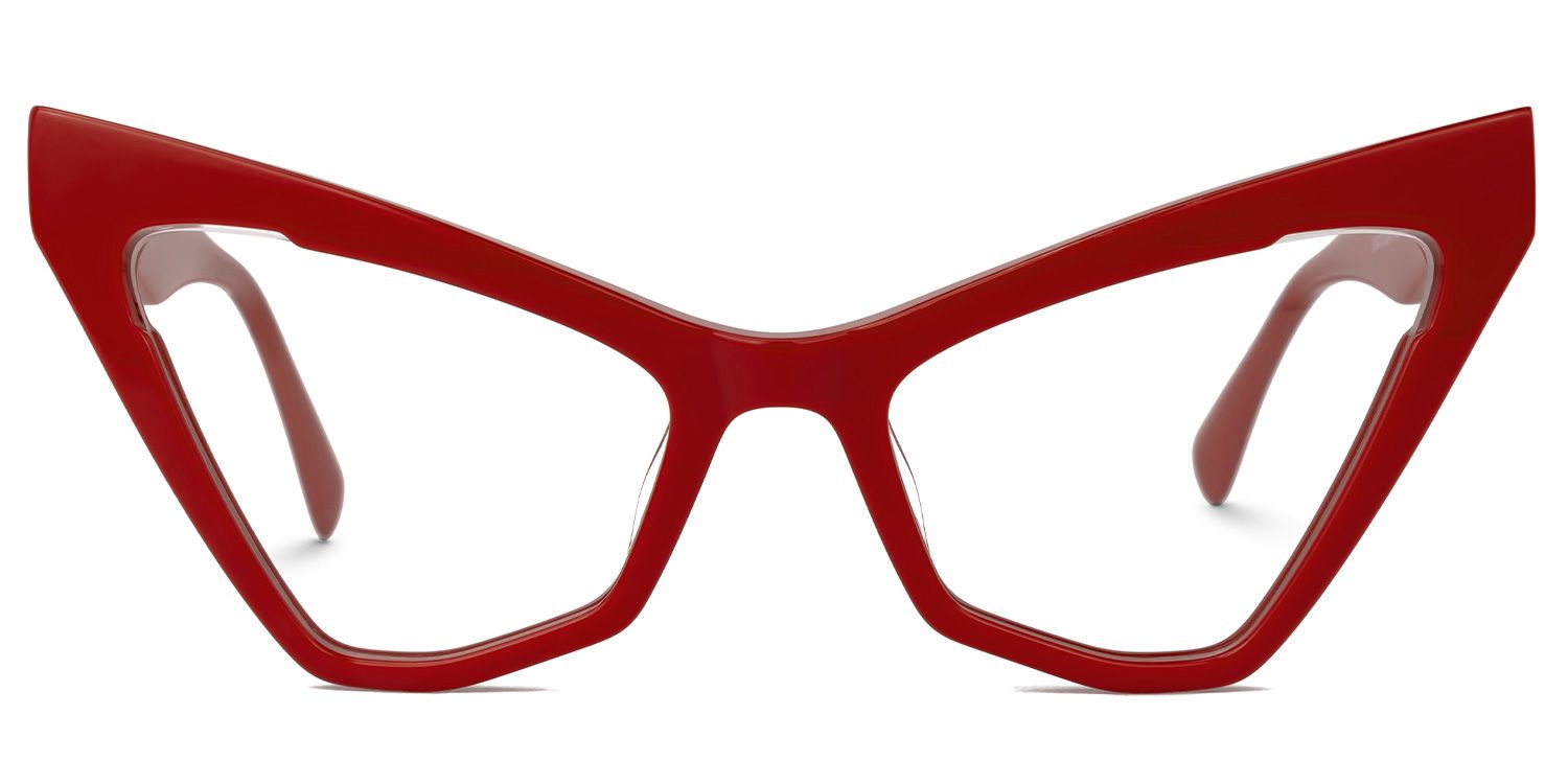 Caitlyn - Cat Eye Red Eyeglasses by Vooglam - Angle View