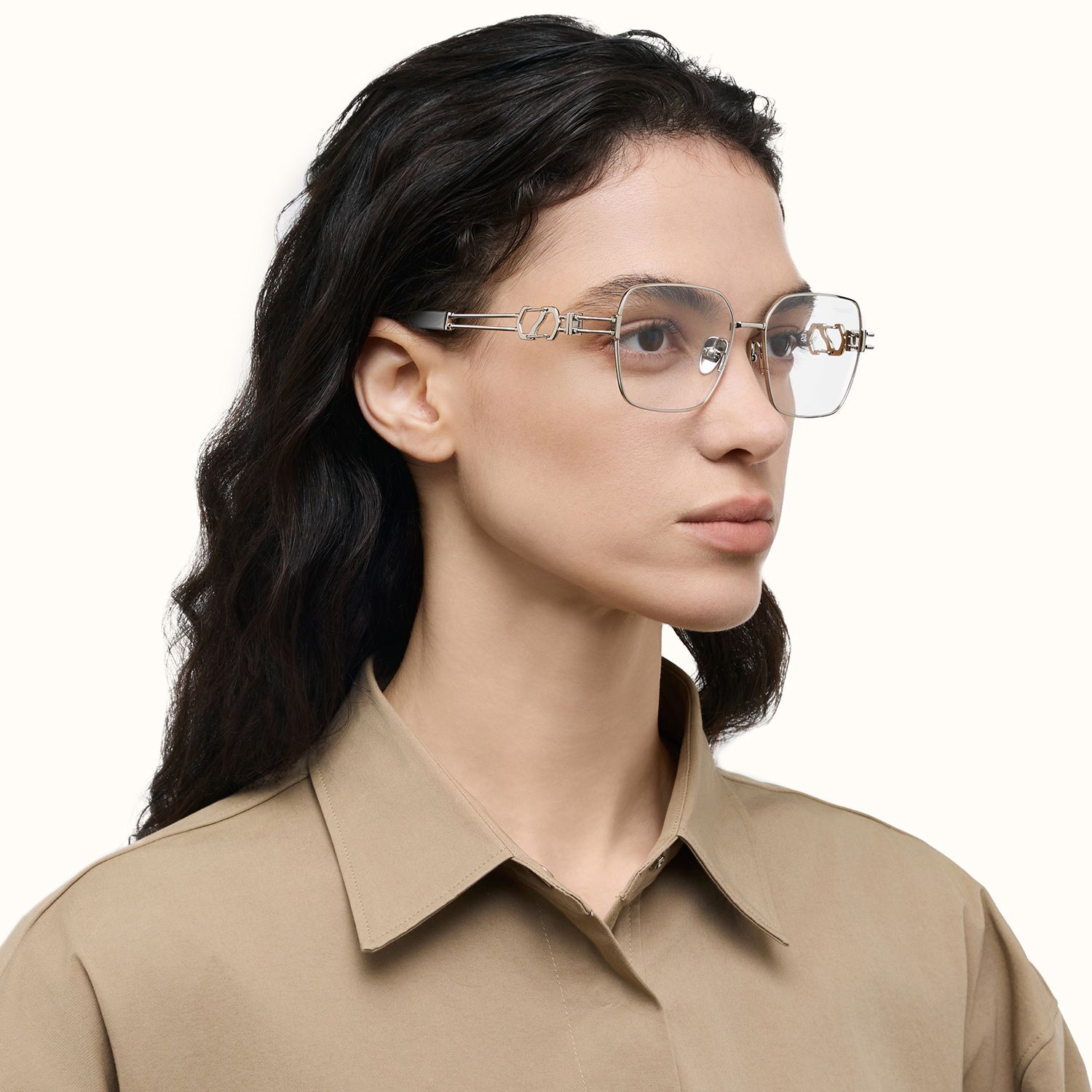 The Architect - Silver Carabiner Glasses | Vooglam On Model 3
