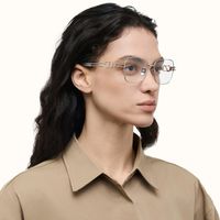 The Architect - Rectangle Silver Eyeglasses | Vooglam On Model 3