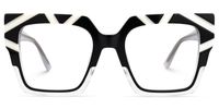 Darius - Square Black/White Eyeglasses | Vooglam Angle View