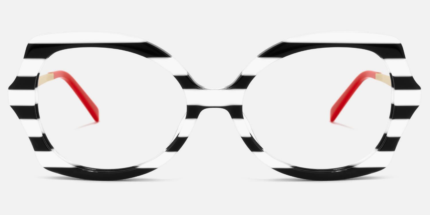 Julietta - Geometric White/Black Eyeglasses | Vooglam Angle View