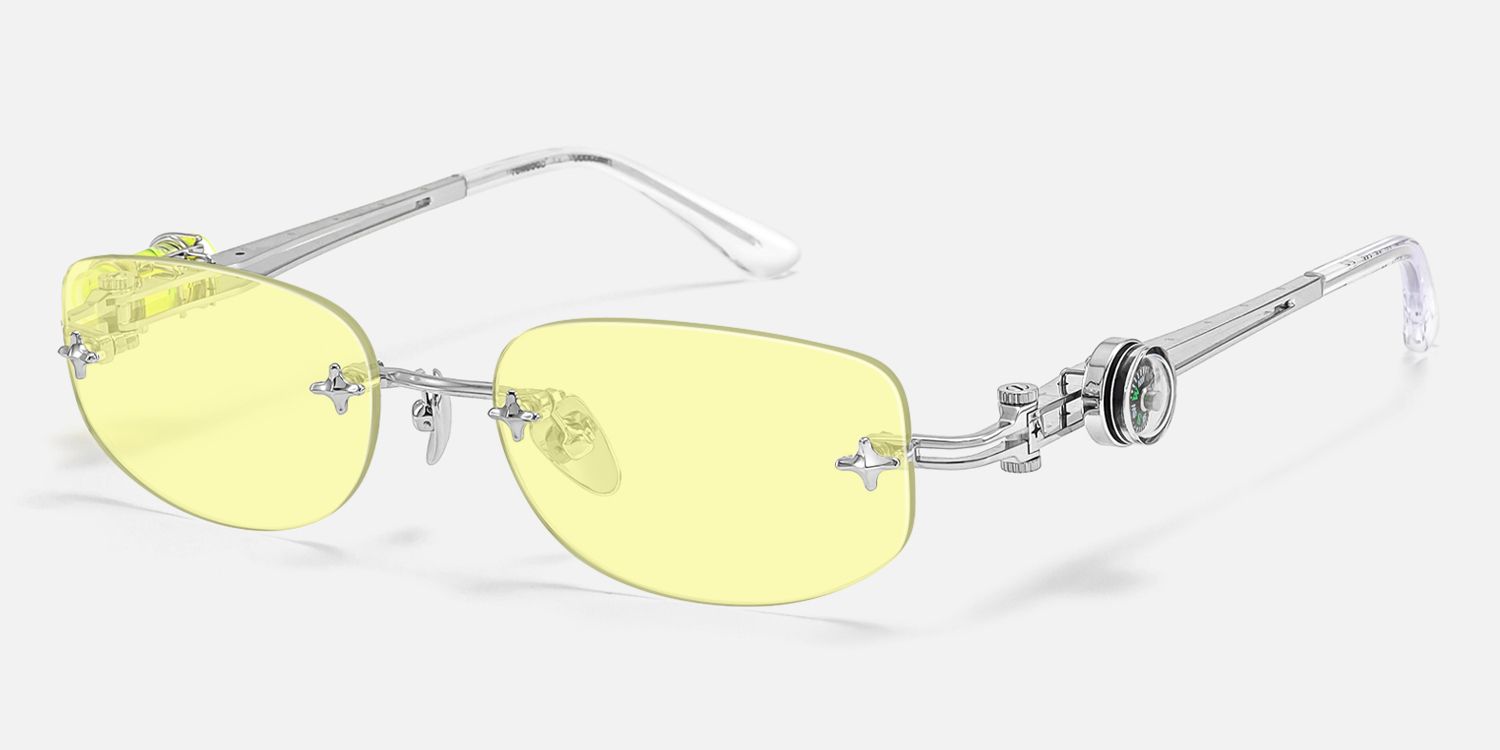 The Utilitarian - Rimless Yellow Tint Sunglasses | Vooglam Front View