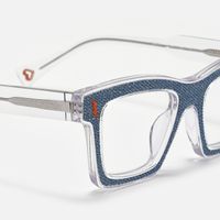 Ganya - Square Blue Eyeglasses | Vooglam Design Details