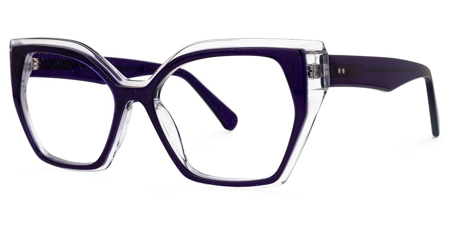Delyth - Cat Eye Purple Eyeglasses | Vooglam Front View