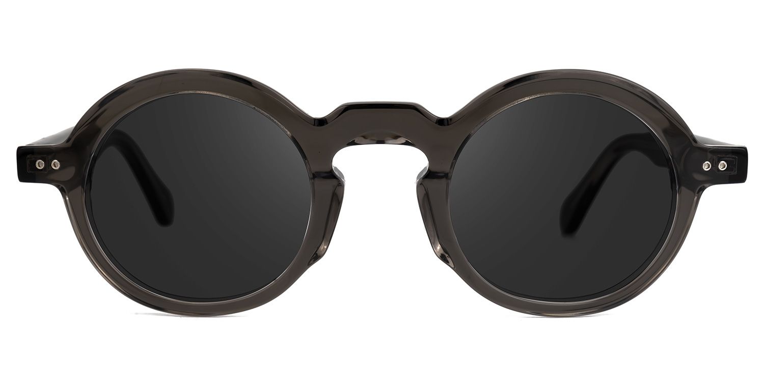 Deepnita - Round Grey Sunglasses by Vooglam - Angle View