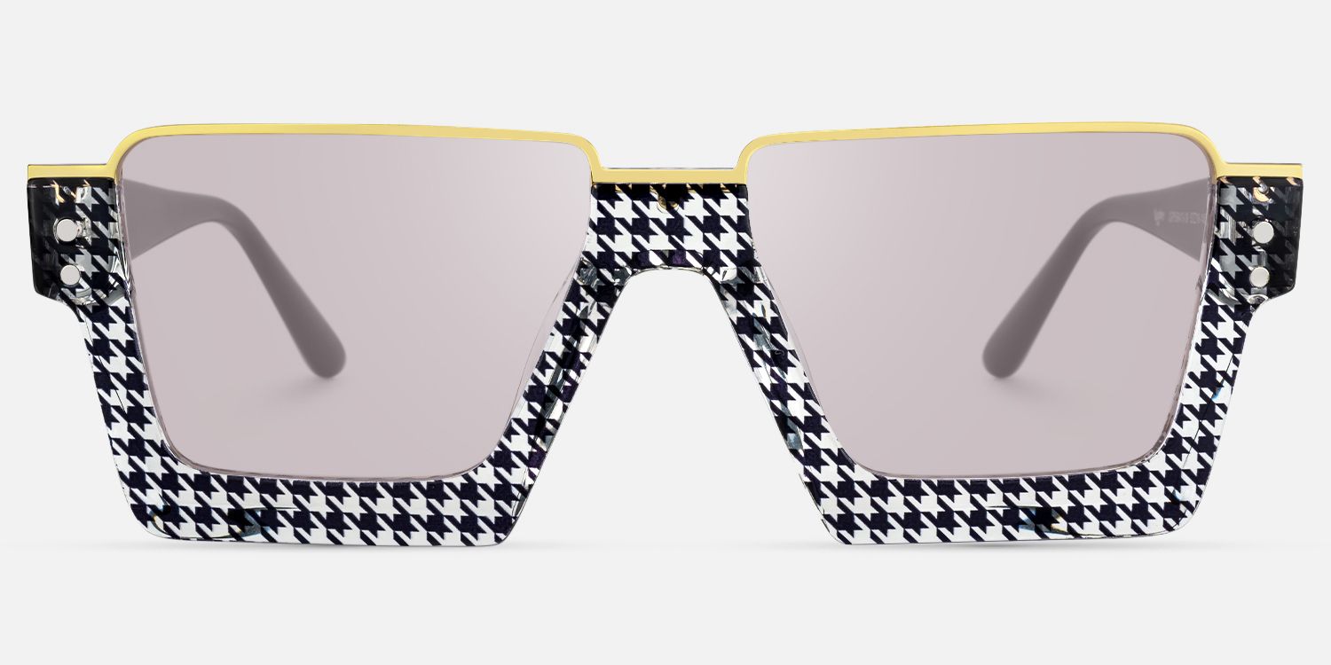 Dardhan - Rectangle Pattern Sunglasses by Vooglam - Angle View