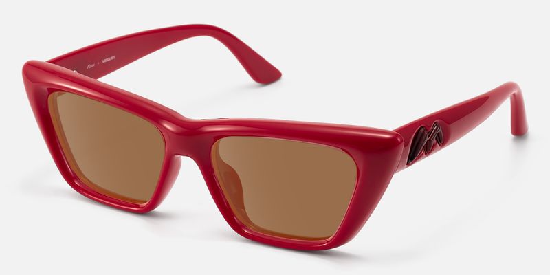 Meguro - Amber Tint TR90 Puffy Red Sunglasses | Vooglam