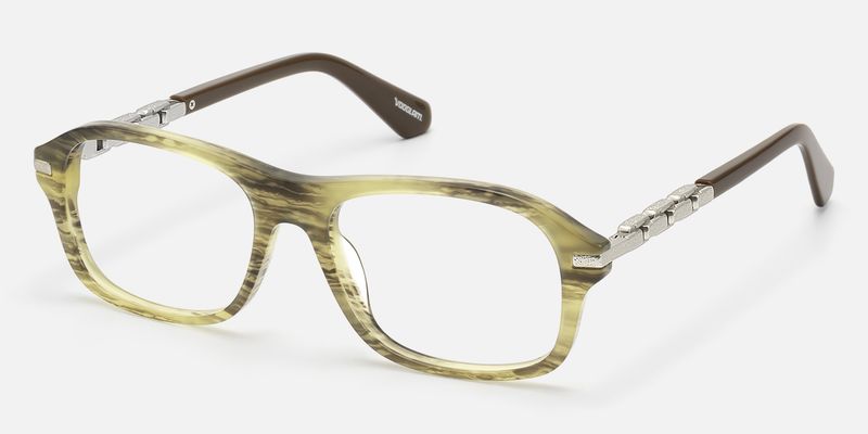 Albini - Clear Wood Grain Silver Chain Frames | Vooglam