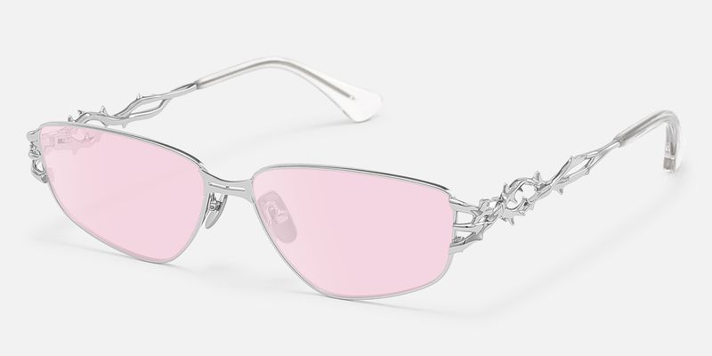 Spine - Silver Metal Pink Tinted Sunglasses | Vooglam