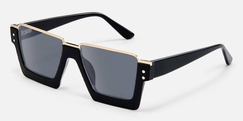 Dardhan - Rectangle Black Sunglasses