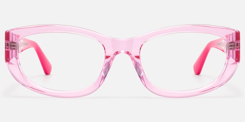 Bubble - Clear Pink Y2K Oval Rectangle Glasses by Vooglam
