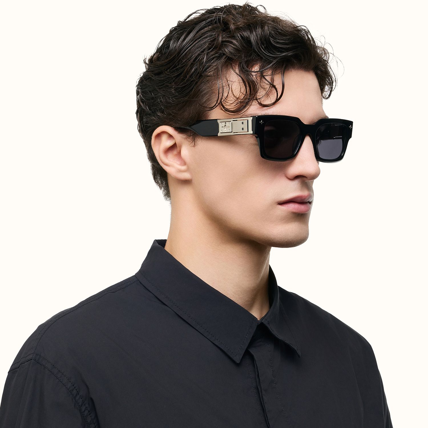 The Programmer - Bold Black USB Sunglasses | Vooglam On Model 4