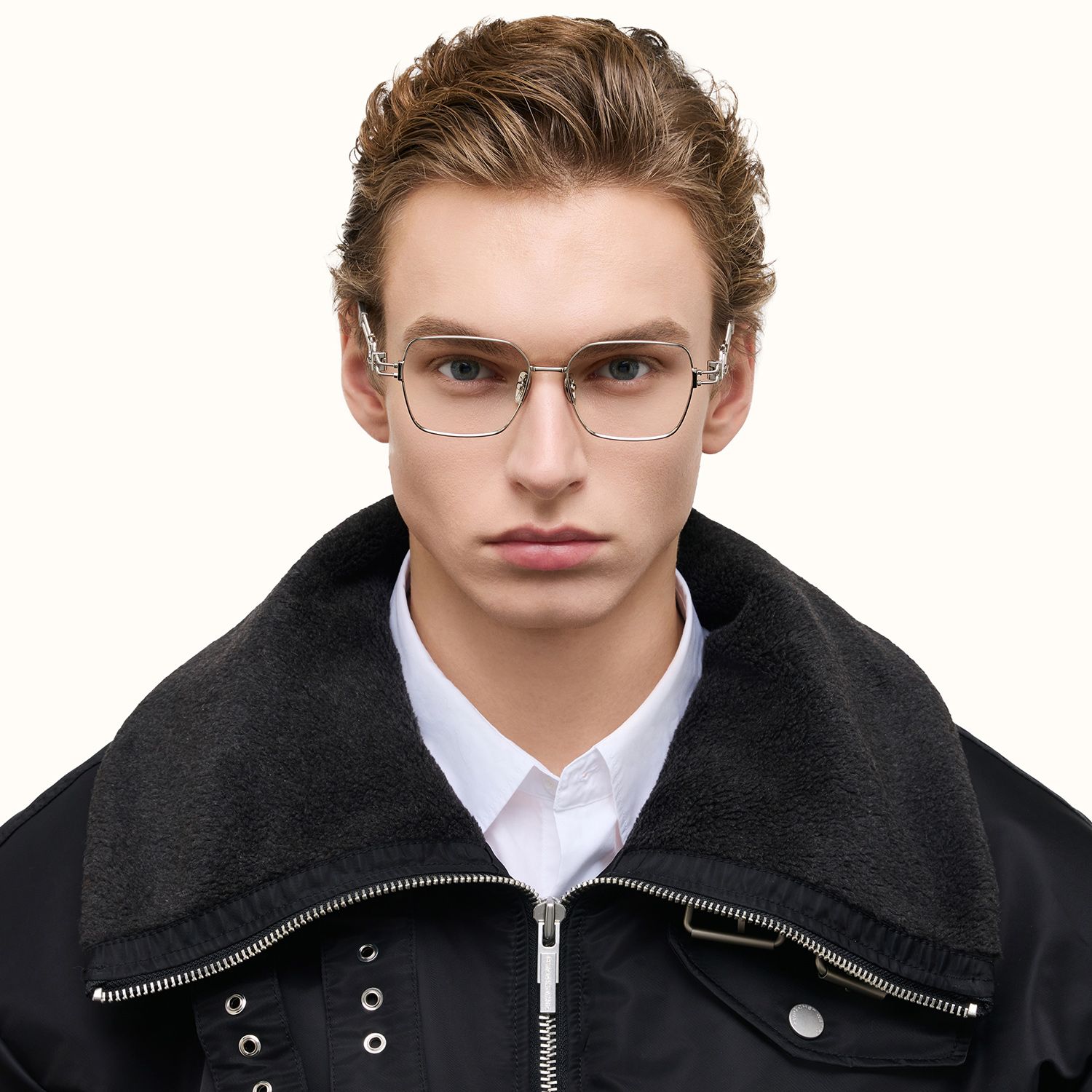 The Architect - Silver Carabiner Glasses | Vooglam On Model 2