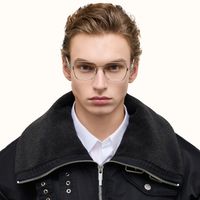The Architect - Rectangle Silver Eyeglasses | Vooglam On Model 2