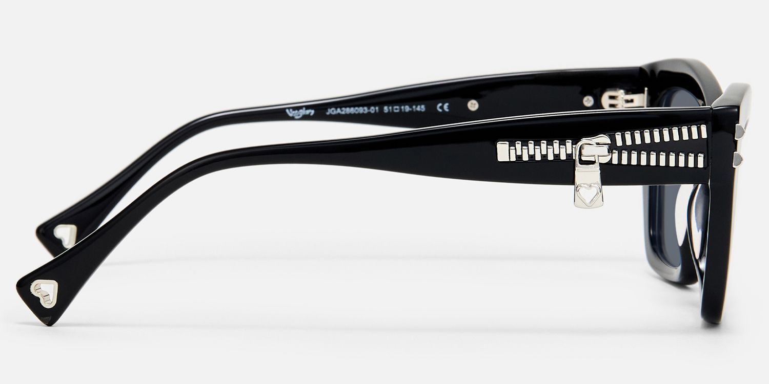 Manon - Zipper Spike Black Cat Eye Sunglasses | Vooglam Side View