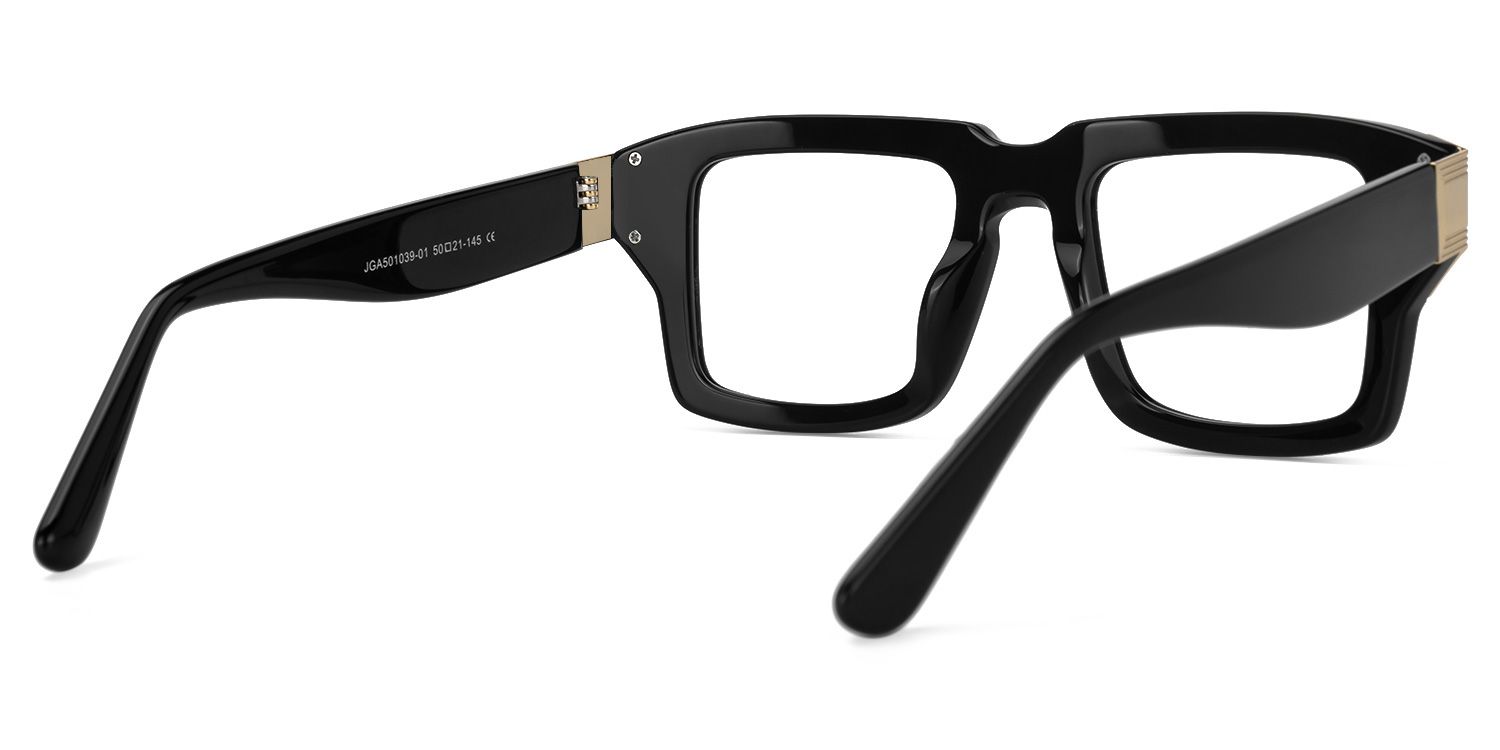 Emanita - Rectangle Black Eyeglasses | Vooglam Side View