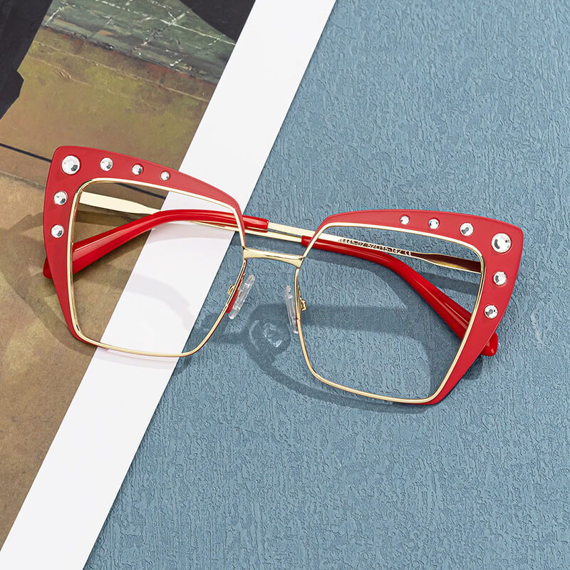 Afrim - Square Red Eyeglasses - 1