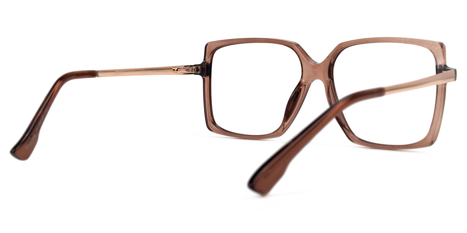 Ebru - Square Brown Eyeglasses | Vooglam