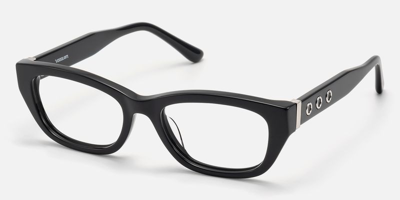 Riven - Solid Black Angular Cat Eye Frame | Vooglam