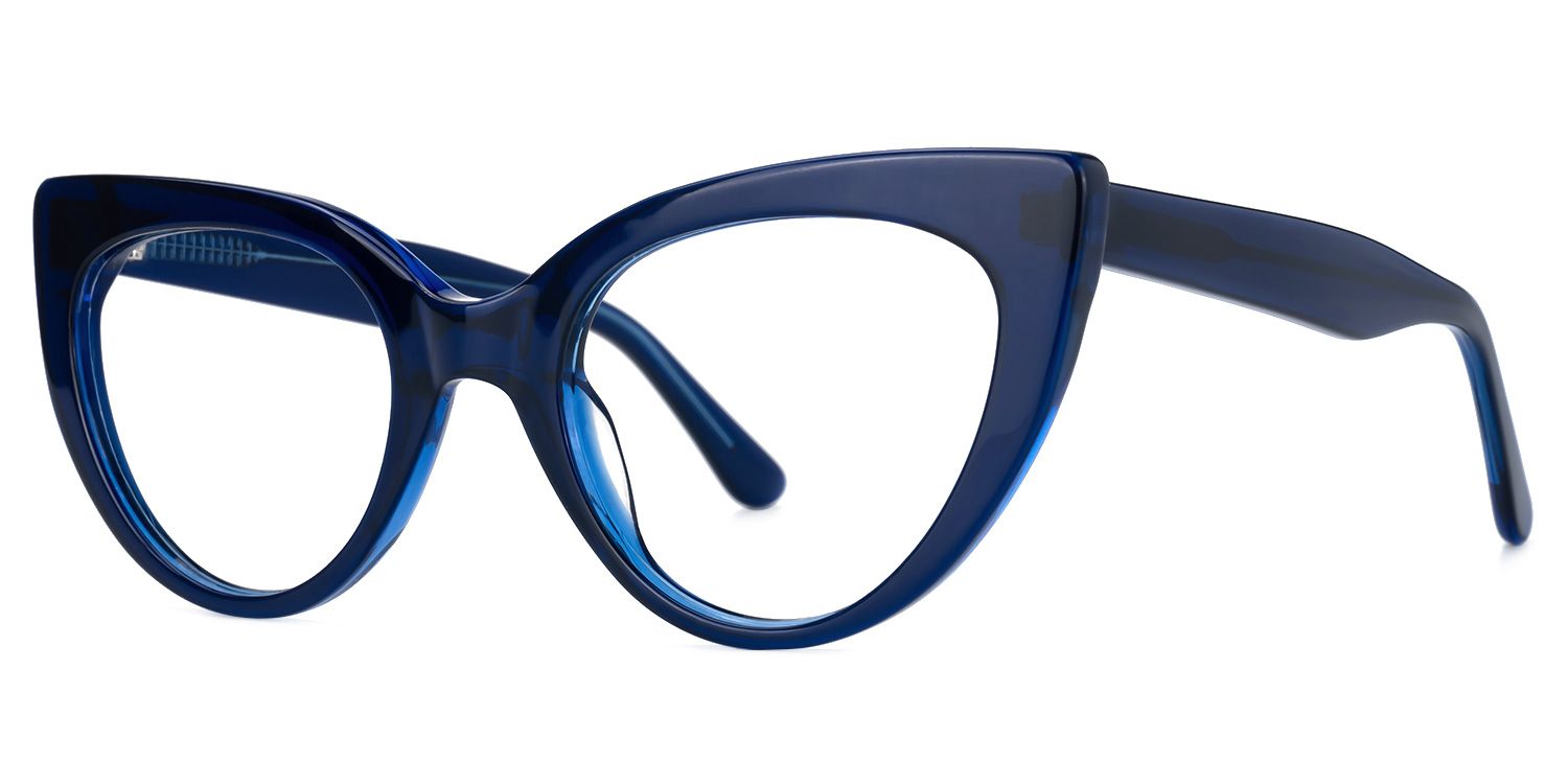 Einar - Cat Eye Blue Eyeglasses | Vooglam Front View