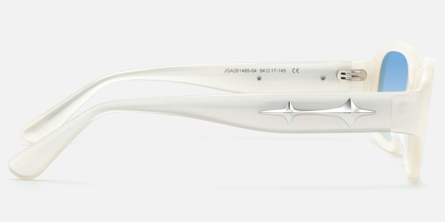 Prism - Pearlescent White Gradient Blue Sunnies by Vooglam - Side View