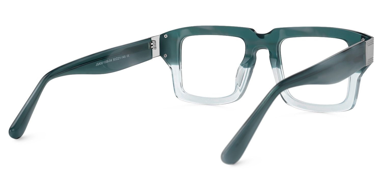 Emanita - Rectangle Green Eyeglasses by Vooglam - Side View