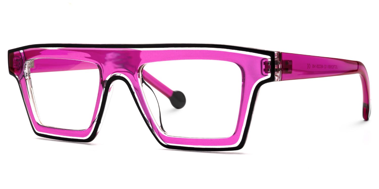 Treva - Rectangle Purple Eyeglasses | Vooglam Front View