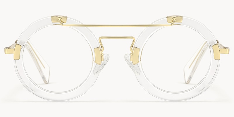 Perkins - Clear Round Retro Aviator Frame Glasses