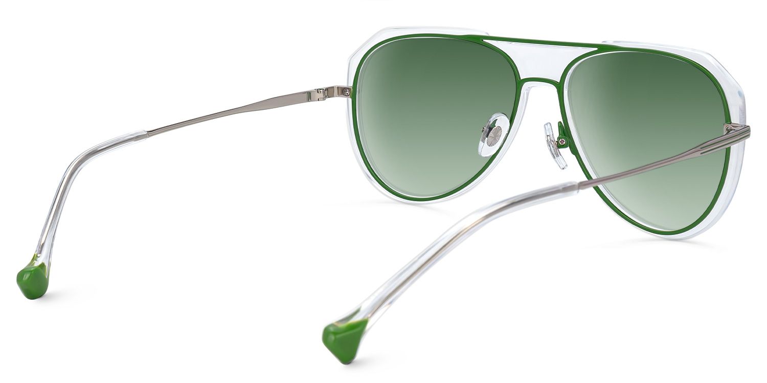 Hafsa - Aviator Green Prescription Sunglasses | Vooglam Side View